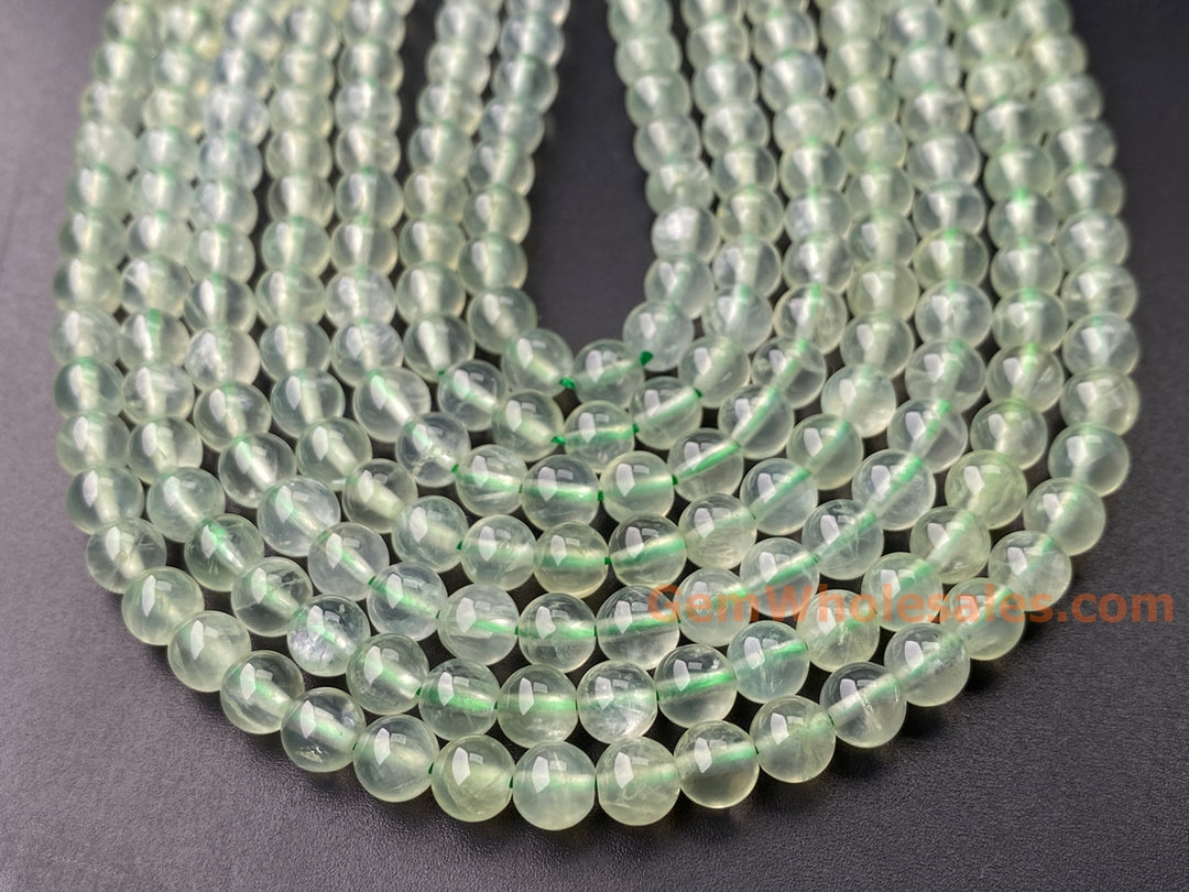 Perles rondes en pierre de préhnite naturelle AA de 15,5 pouces, 6 mm, pierres précieuses vertes et pierres semi-précieuses