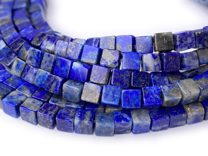 15.5" 4mm Genuine Natural Lapis lazuli stone cube beads