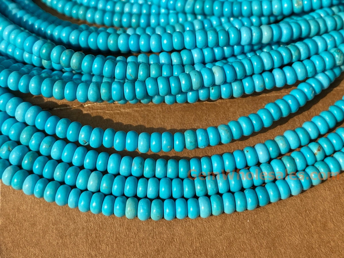 15.5" 2x4mm Blue howlite roundel/rondelle jewelry beads