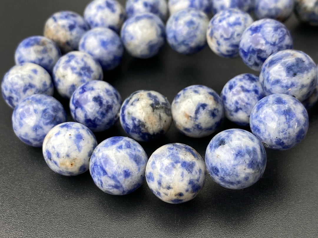 15.5" 12mm Natural blue spot stone round jewelry beads