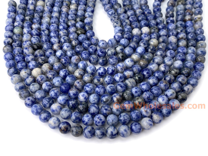 15" 6mm/8mm/10mm Natural blue spot stone round jewelry beads