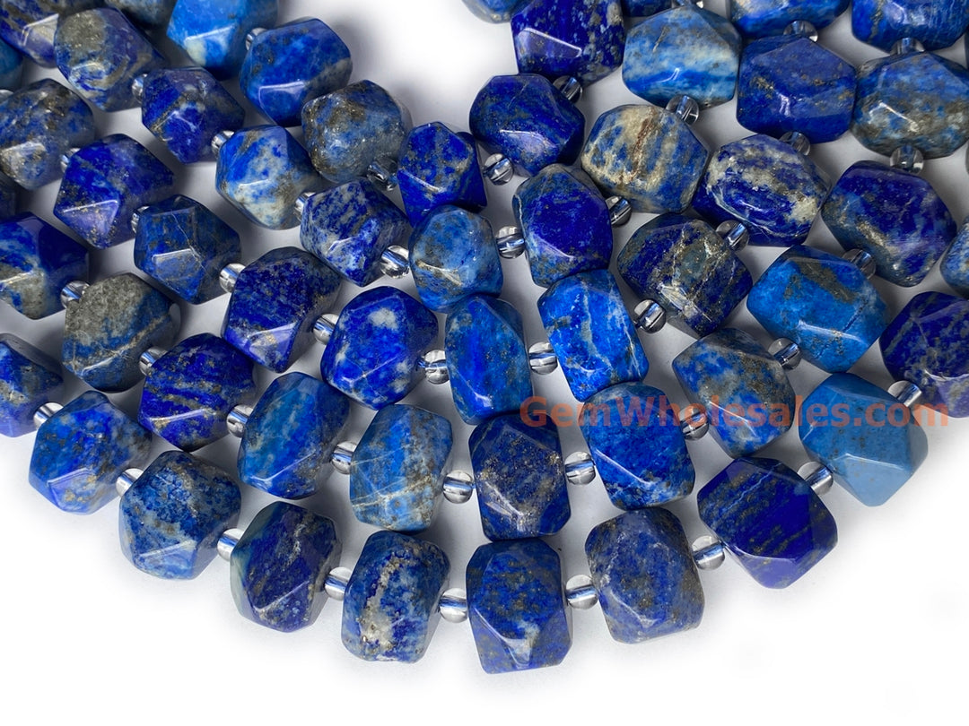 Perles pendentifs à facettes en lapis-lazuli naturel de 15,5 pouces (15 à 20 mm)