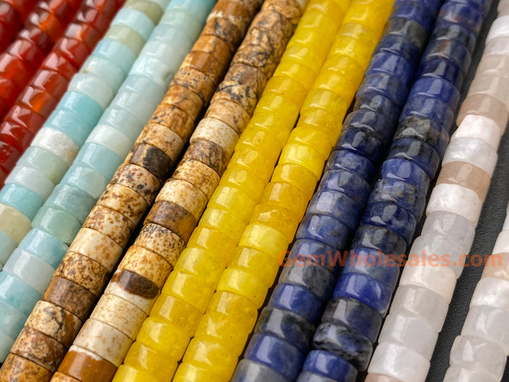 Perles Heishi en cornaline de 39,4 cm, 3 x 6 mm