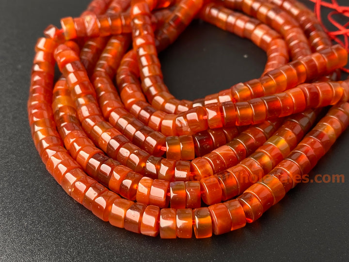 Perles Heishi en cornaline de 39,4 cm, 3 x 6 mm