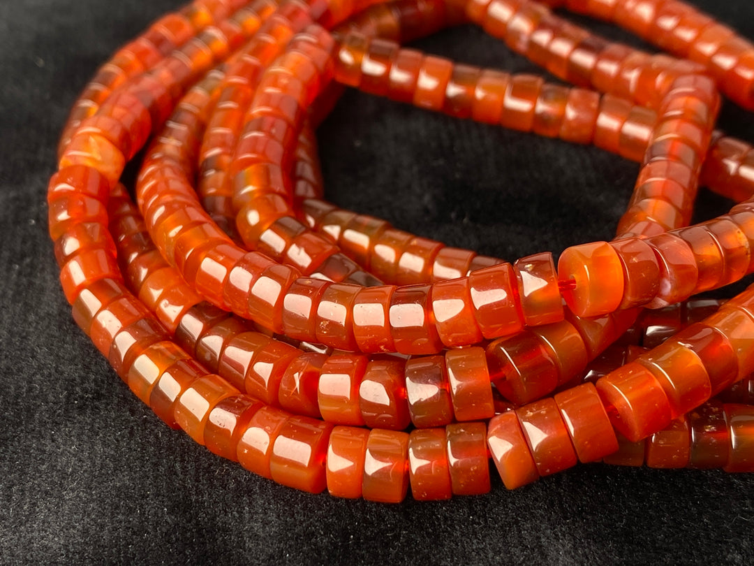 Perles Heishi en cornaline de 39,4 cm, 3 x 6 mm