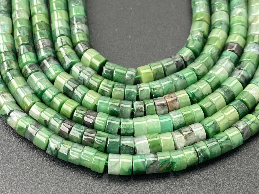 15" 2x4mm Natural African green jade Heishi jewelry beads
