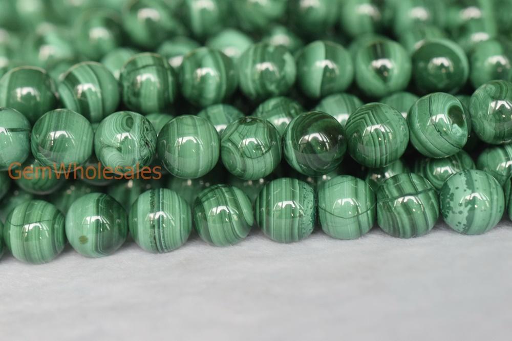 15.5" 8mm Genuine natural malachite round beads,Green gemstone,DIY beads supply A