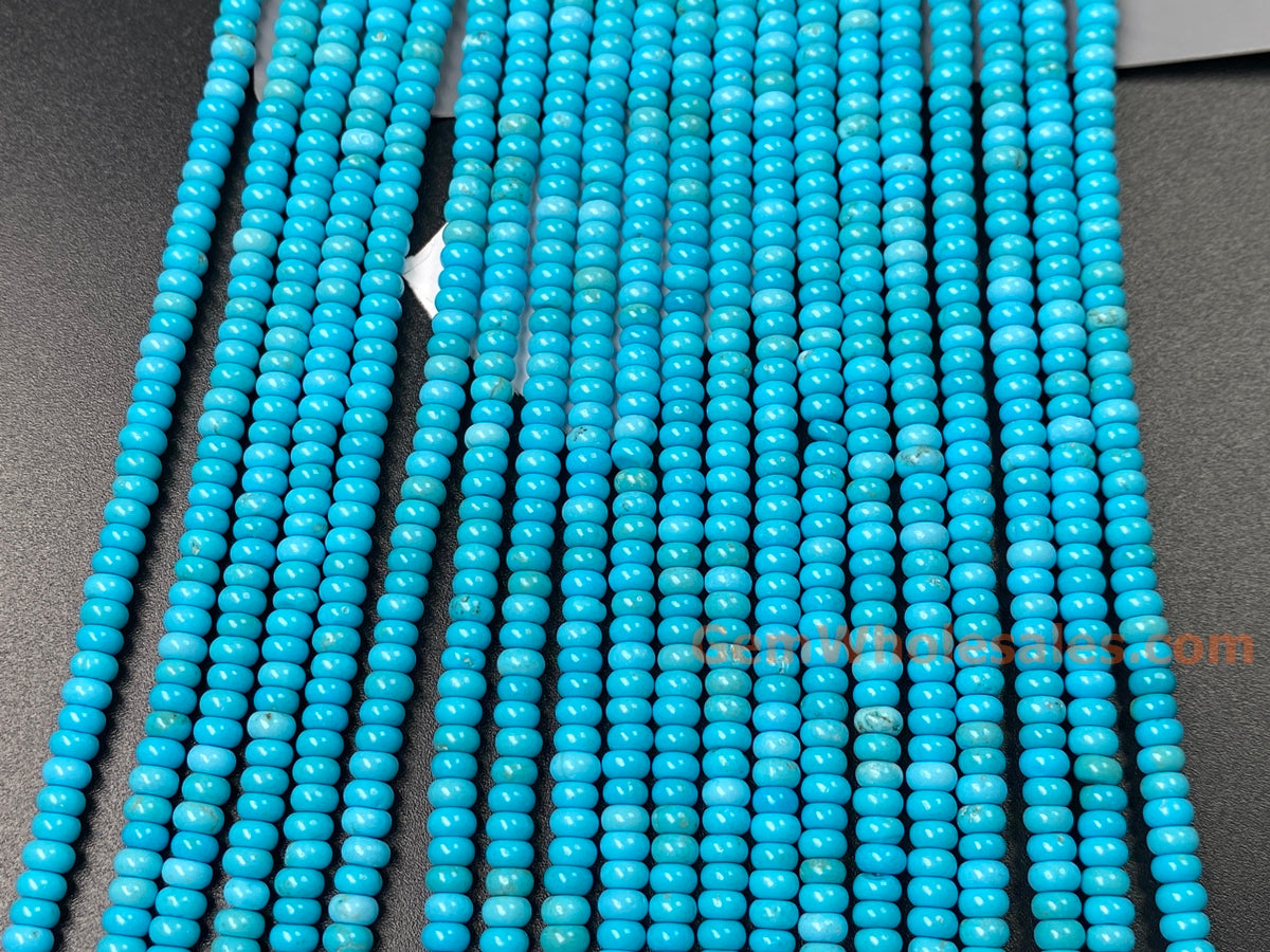 15.5" 2x4mm Blue howlite roundel/rondelle jewelry beads