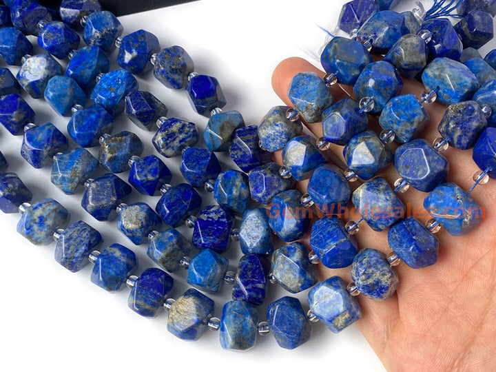 Perles pendentifs à facettes en lapis-lazuli naturel de 15,5 pouces (15 à 20 mm)