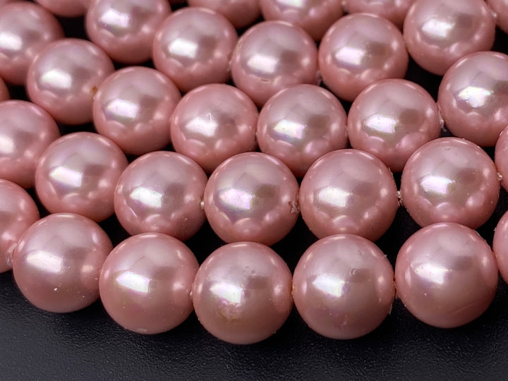 15.5" 8mm light purple pink Shell pearl round beads, shell core pearl