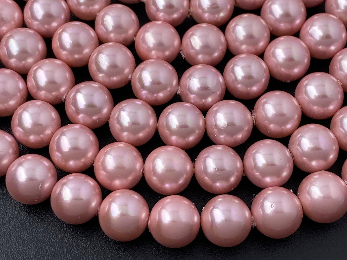 15.5" 8mm light purple pink Shell pearl round beads, shell core pearl