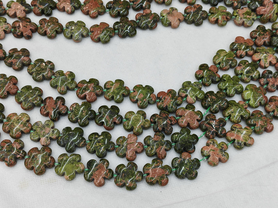 15.5" 15mm/20mm natural Unakite stone flower beads