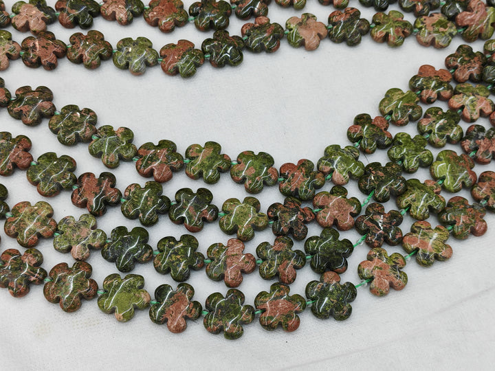 15.5" 15mm/20mm natural Unakite stone flower beads