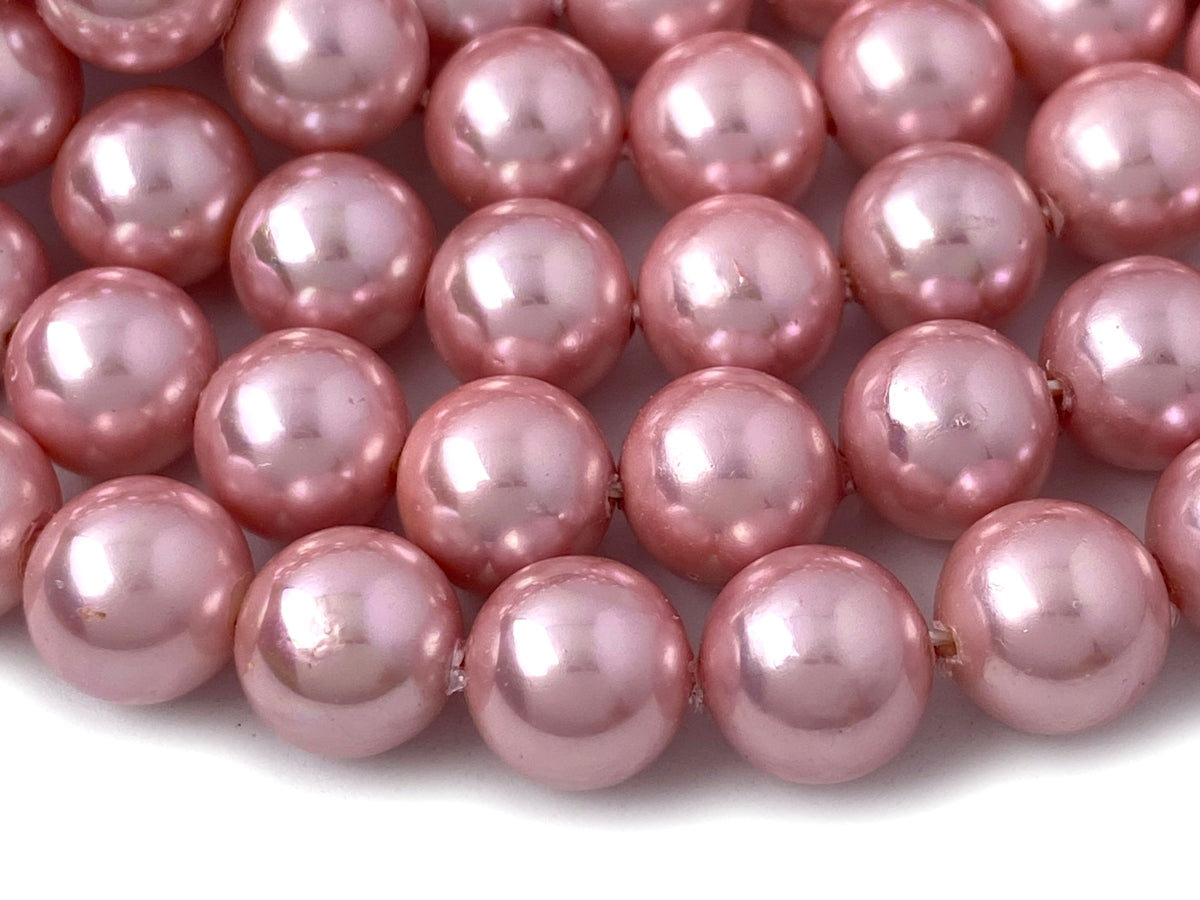 15.5" 8mm light purple pink Shell pearl round beads, shell core pearl