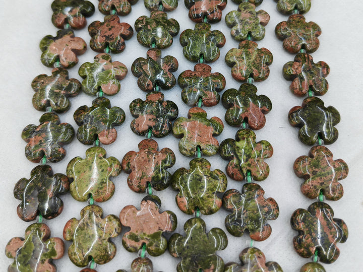 15.5" 15mm/20mm natural Unakite stone flower beads
