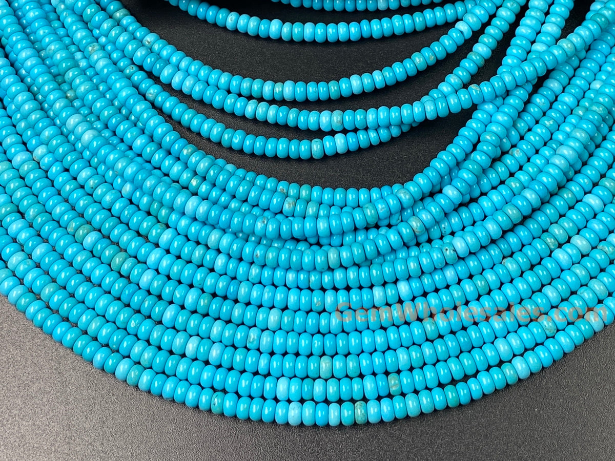 15.5" 2x4mm Blue howlite roundel/rondelle jewelry beads