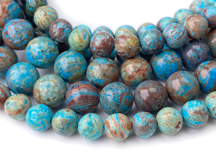 15.5" 6mm/8mm Turquoise blue Calsilica jasper round beads