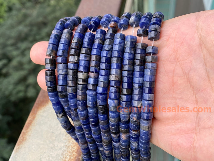 15.5" 3x6mm Natural blue sodalite heishi beads for jewelry making