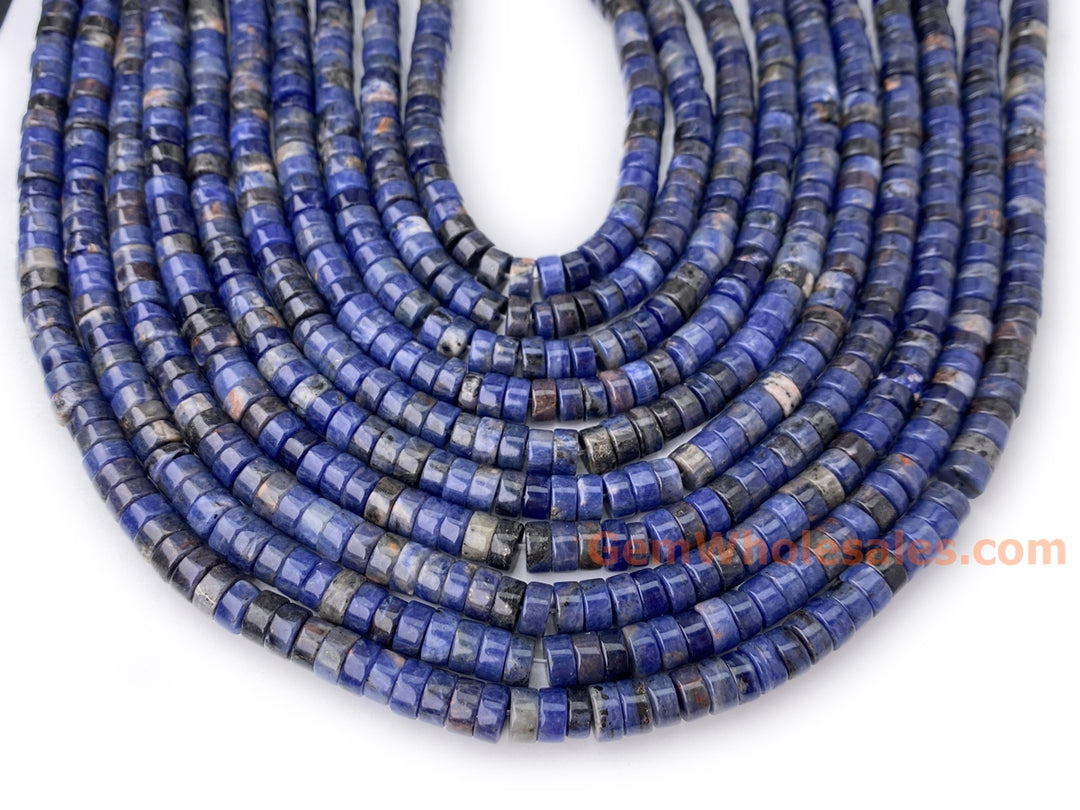 15.5" 3x6mm Natural blue sodalite heishi beads for jewelry making