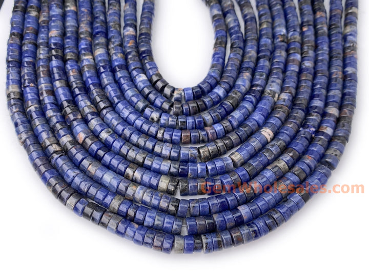 15.5" 3x6mm Natural blue sodalite heishi beads for jewelry making