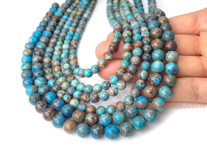 15.5" 6mm/8mm Turquoise blue Calsilica jasper round beads