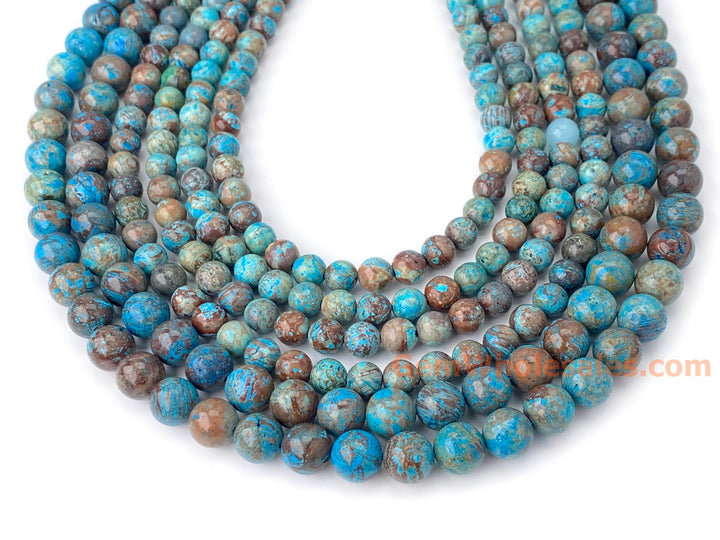 15.5" 4mm Turquoise blue Calsilica jasper round beads