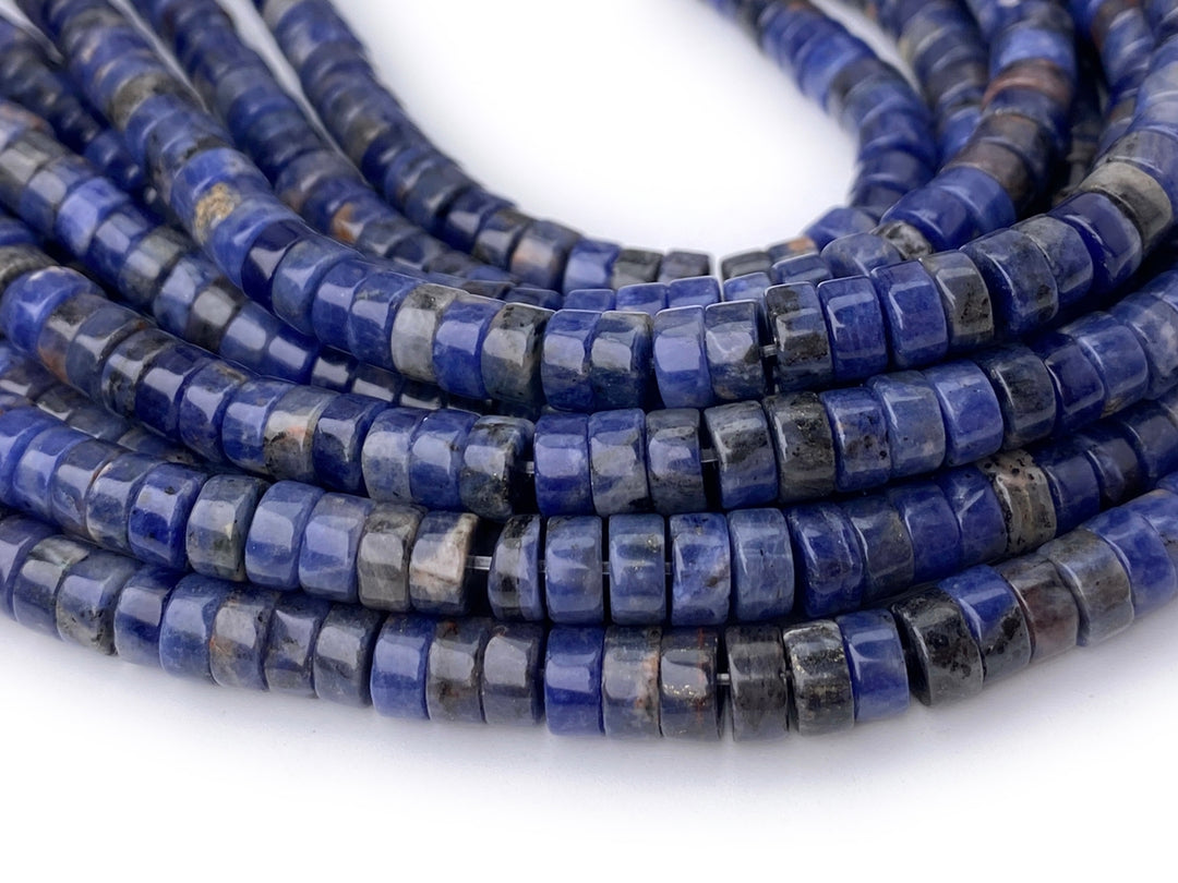 15.5" 3x6mm Natural blue sodalite heishi beads for jewelry making
