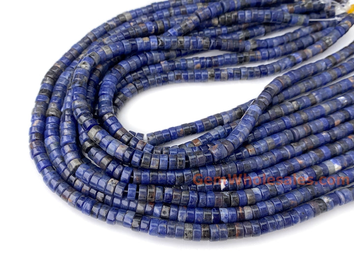 15.5" 3x6mm Natural blue sodalite heishi beads for jewelry making