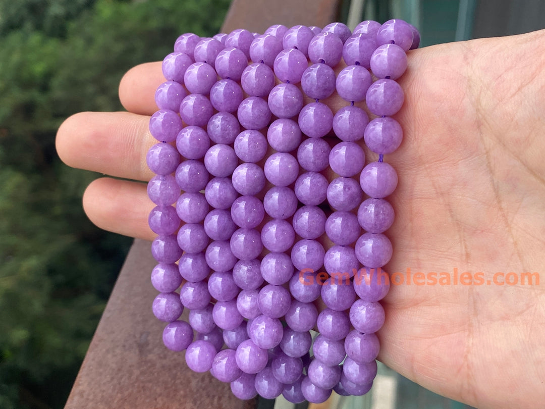 15" 8mm purple lavender color Malaysian jade Round beads