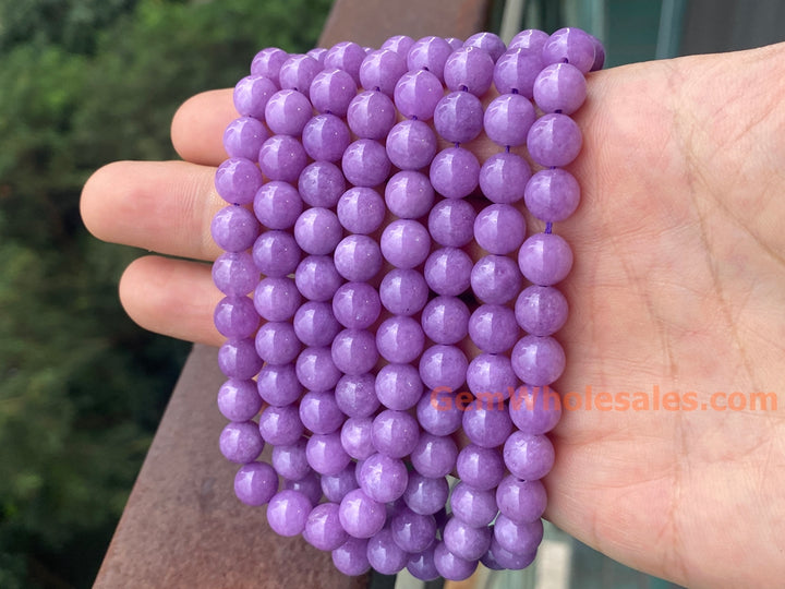 15" 8mm purple lavender color Malaysian jade Round beads