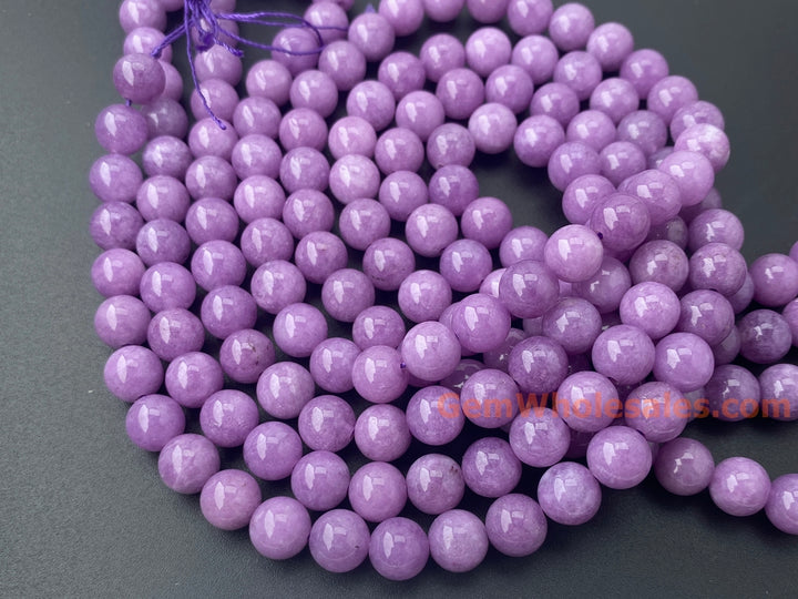 15" 8mm purple lavender color Malaysian jade Round beads