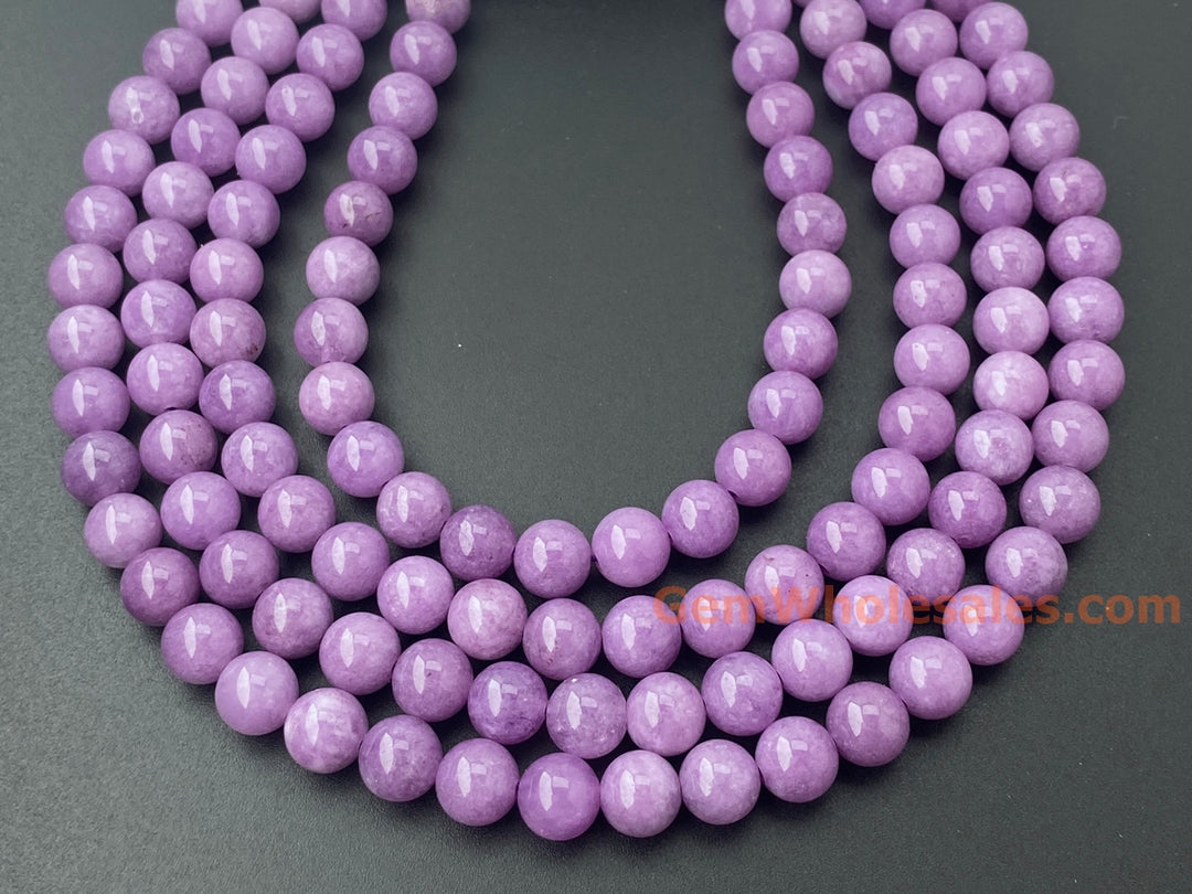 15" 8mm purple lavender color Malaysian jade Round beads