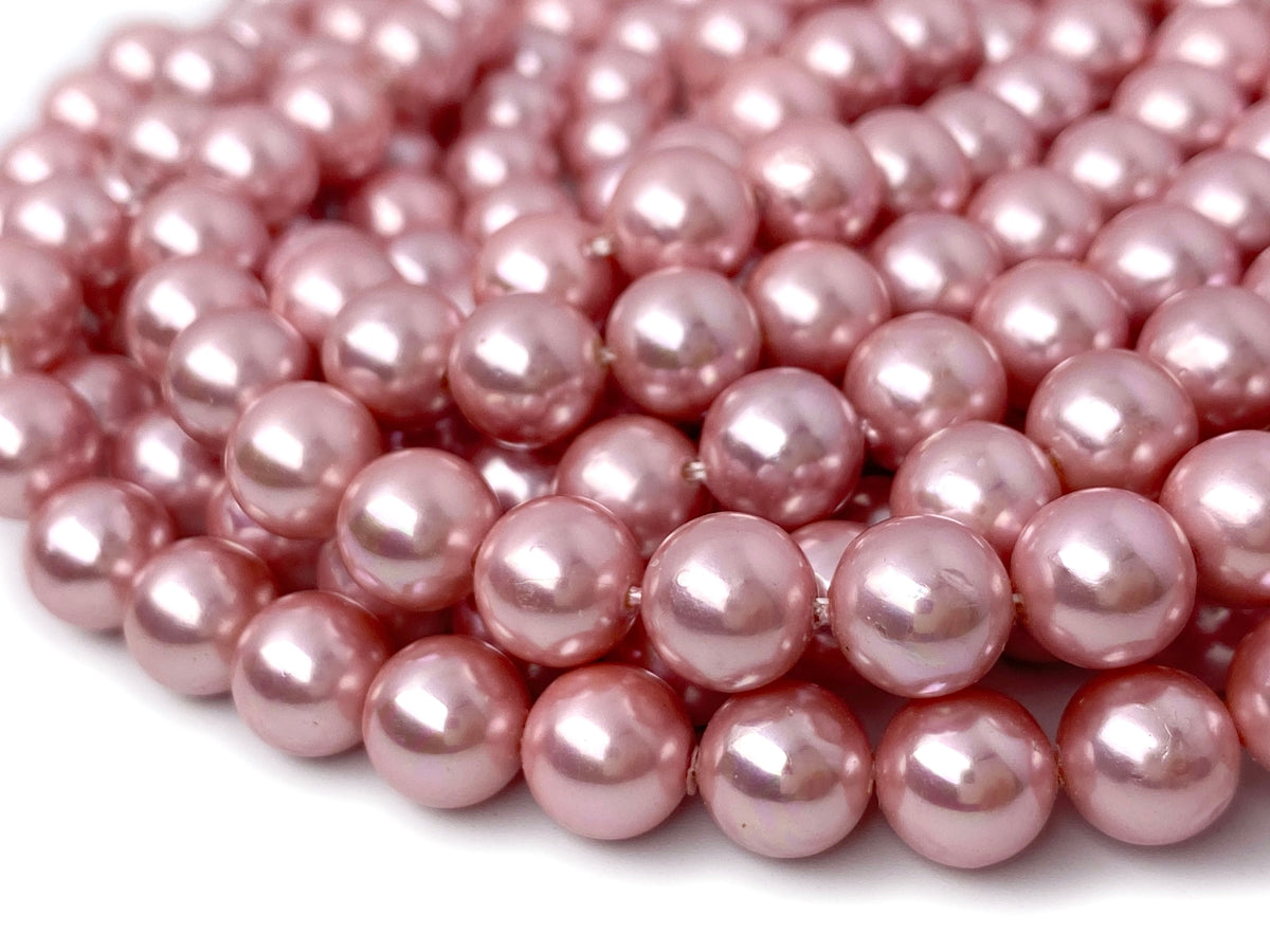 15.5" 8mm light purple pink Shell pearl round beads, shell core pearl