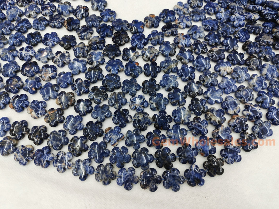 15.5" 15mm/20mm natural Sodalite stone flower beads