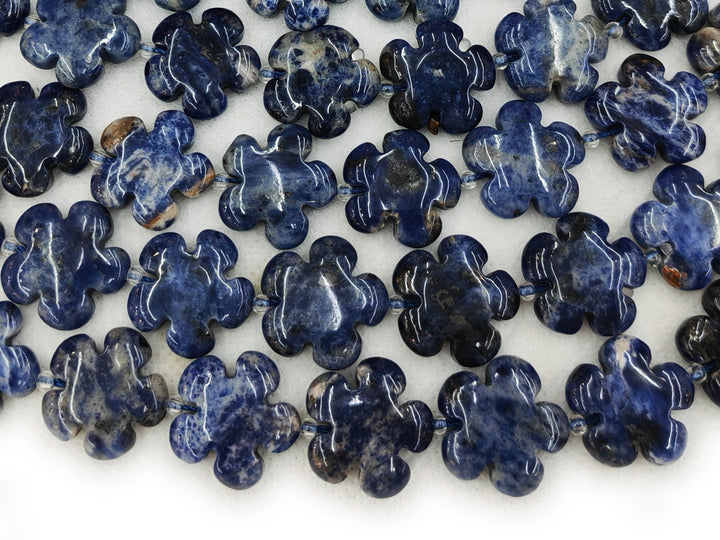 15.5" 15mm/20mm natural Sodalite stone flower beads