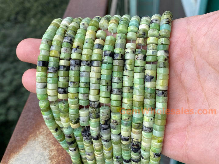 15.5" 3x6mm Natural Australia Chrysoprase heishi beads for jewelry making