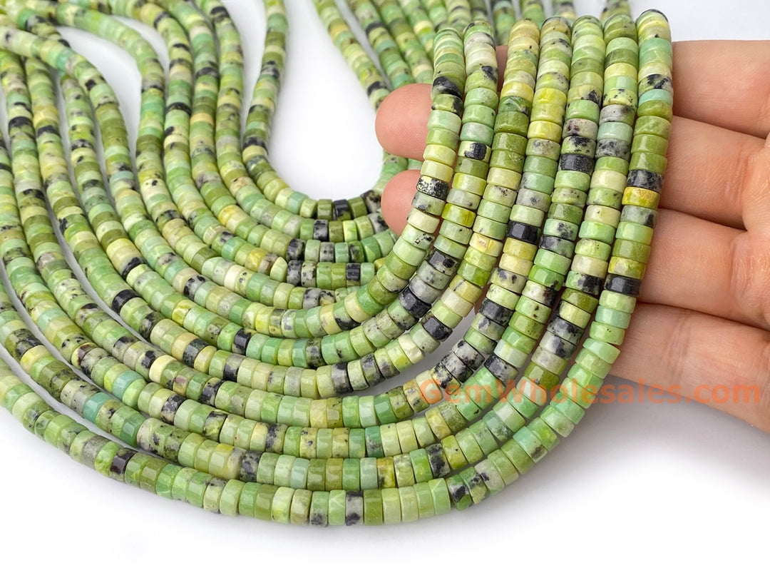 15.5" 3x6mm Natural Australia Chrysoprase heishi beads for jewelry making