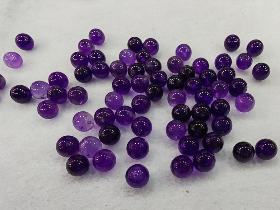8mm AA Natural amethyst half drilled round crystal beads 10PCS
