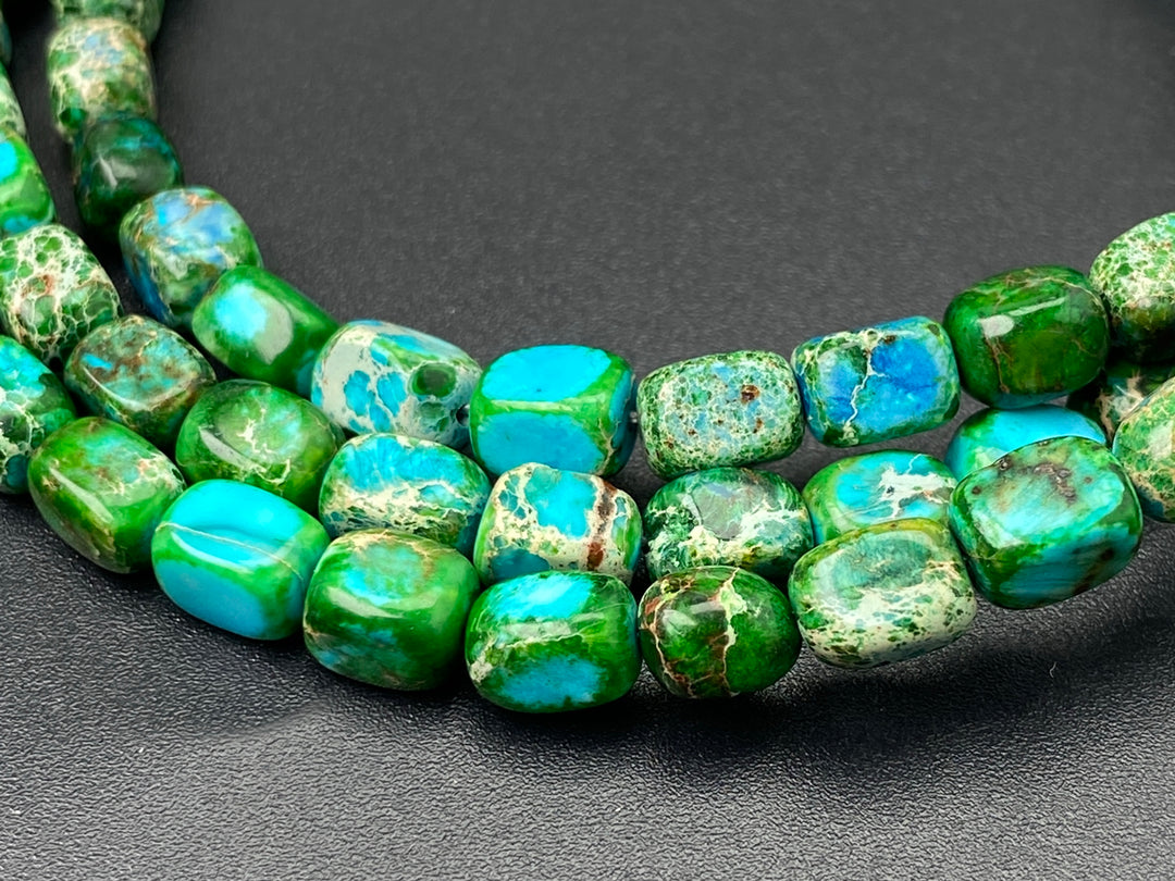 15.5" 5x7mm green Sea Sediment/Impression Jasper rectangle cube beads
