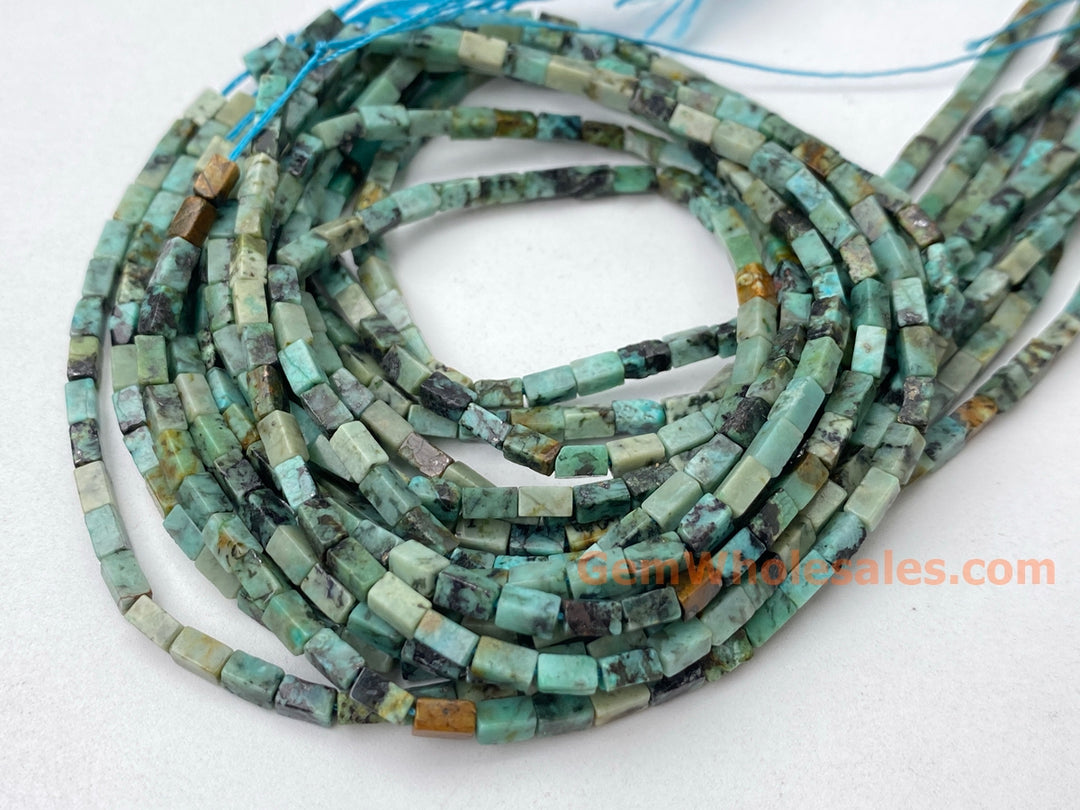 2x4mm African Turquoise rectangle tube beads