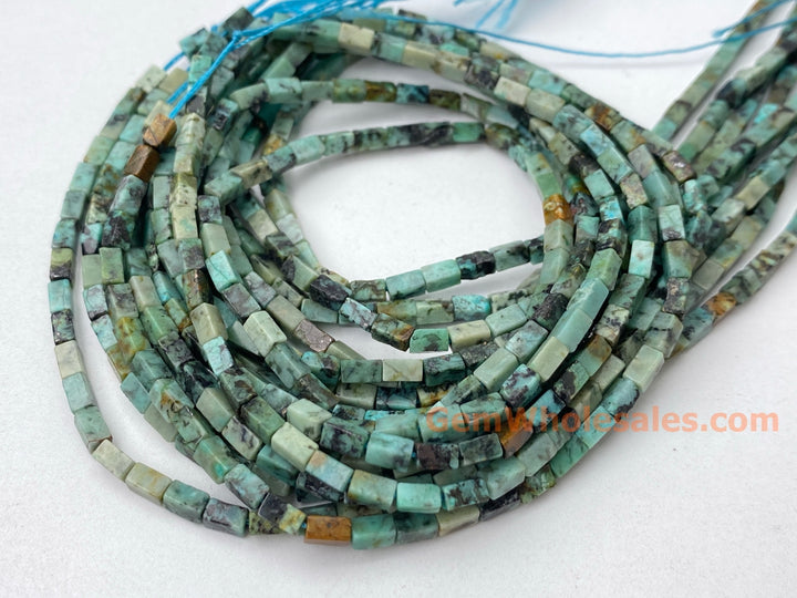 2x4mm African Turquoise rectangle tube beads