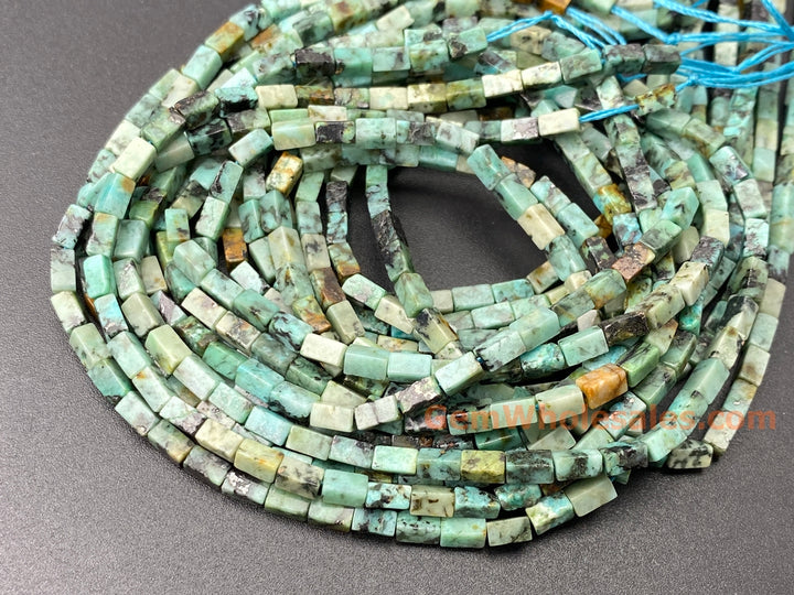 2x4mm African Turquoise rectangle tube beads