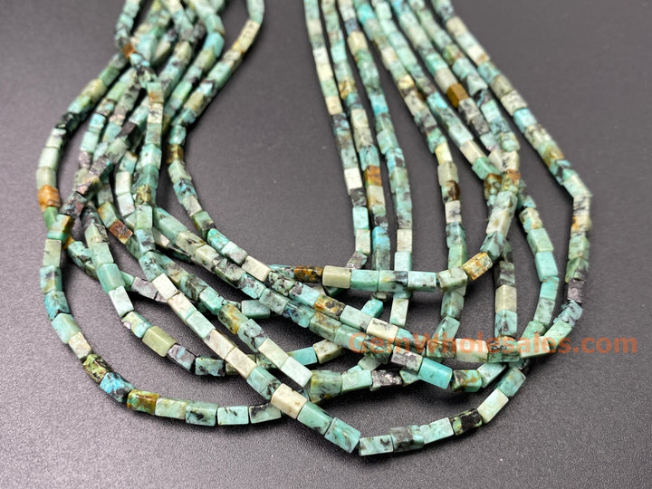 2x4mm African Turquoise rectangle tube beads