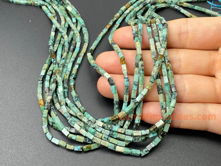 2x4mm African Turquoise rectangle tube beads