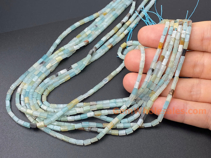 2x4mm Natural Amazonite rectangle tube beads