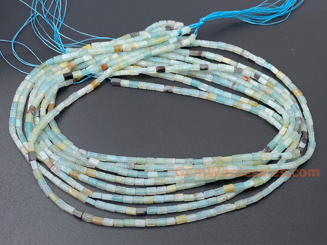 2x4mm Natural Amazonite rectangle tube beads