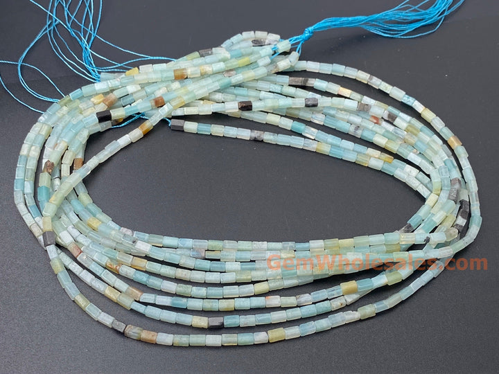 2x4mm Natural Amazonite rectangle tube beads