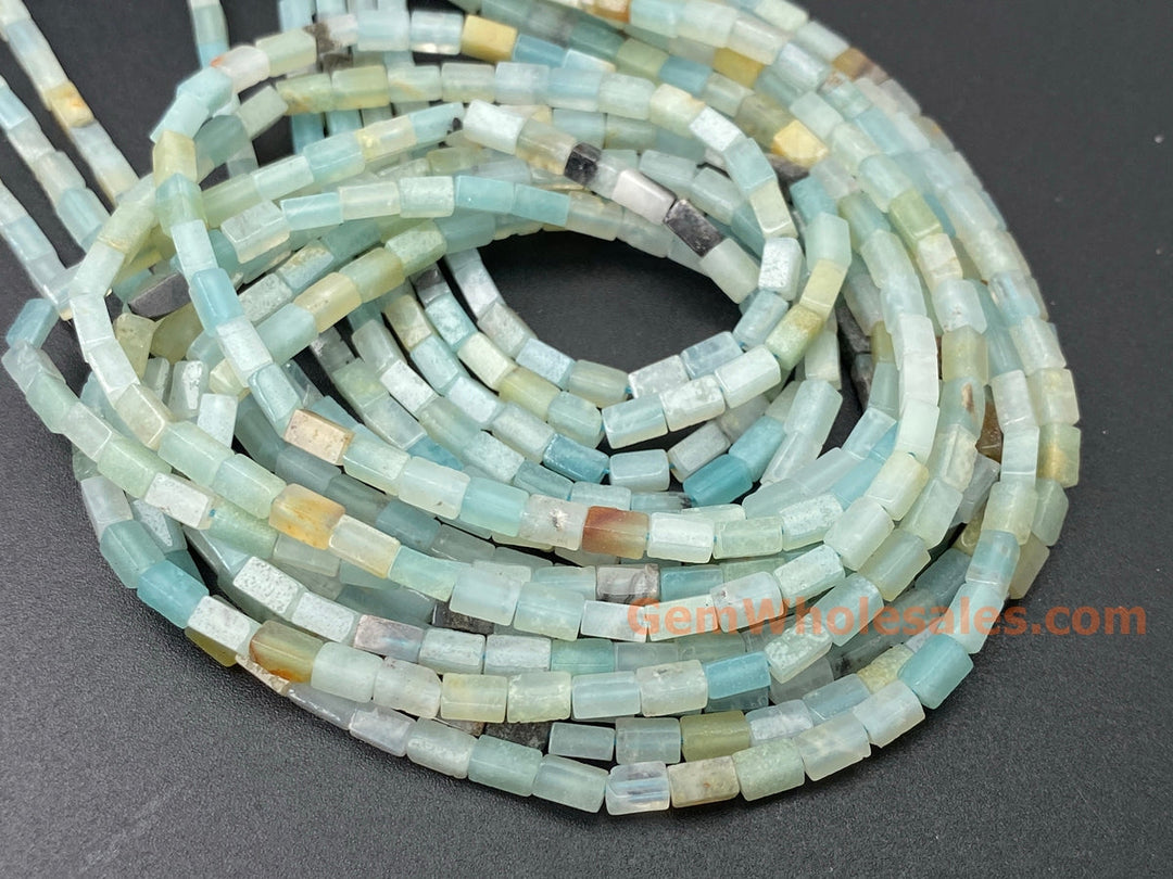 2x4mm Natural Amazonite rectangle tube beads