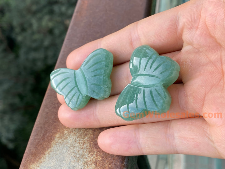 1PC 28x38mm natural green aventurine carving butterfly pendant
