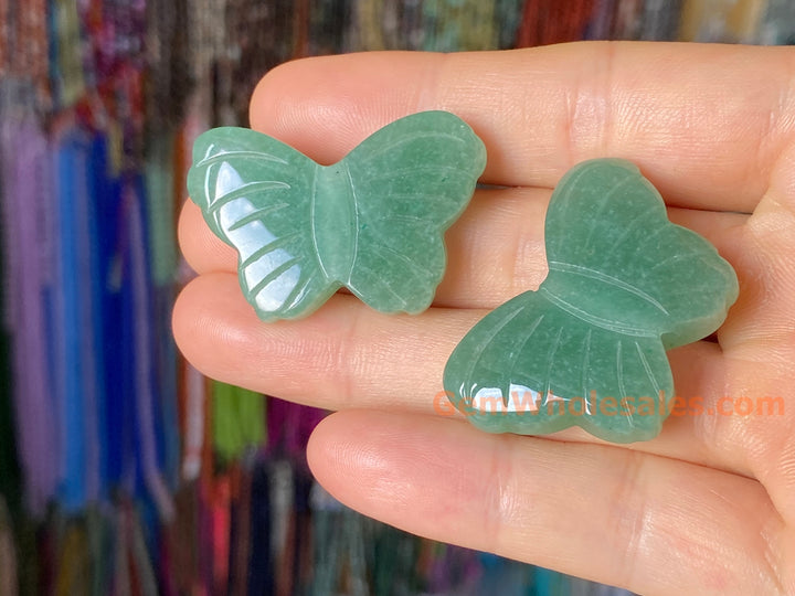 1PC 28x38mm natural green aventurine carving butterfly pendant